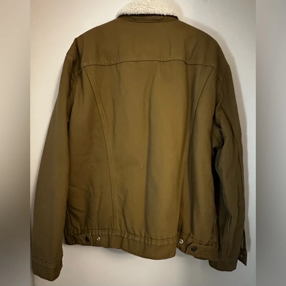 Levi's Classic Khaki Tan Brown Sherpa-Lined Trucker Jacket Men’s XL - Picture 7 of 9
